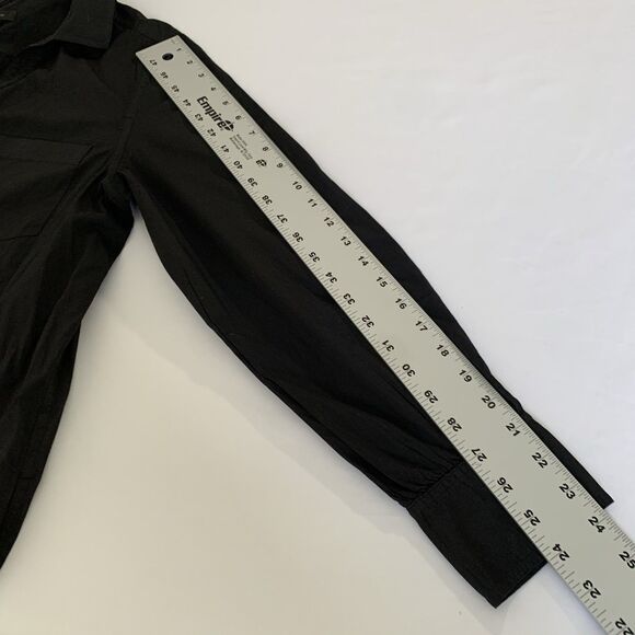 J Crew Maxi Shirtdress L Black Cotton Poplin Tunic Popover Long Sleeve Bungalow - Picture 12 of 13